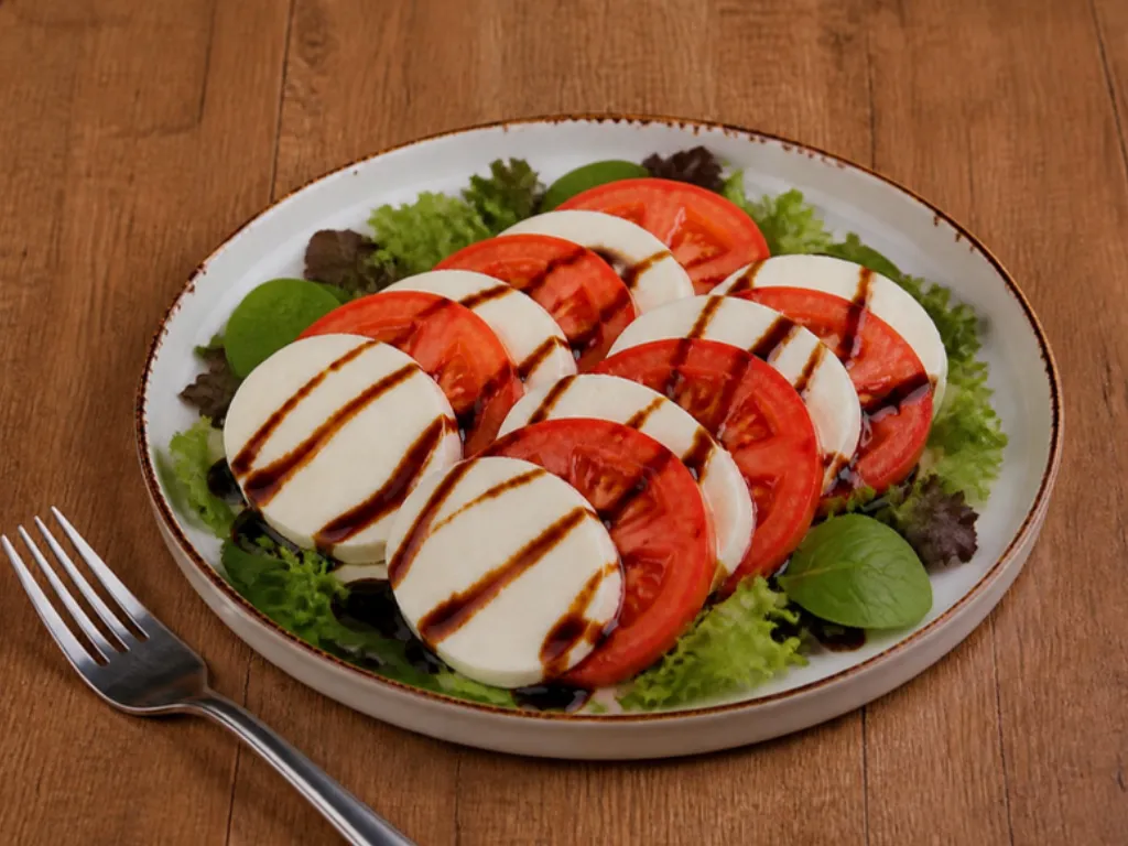 Sallatë mozzarela – imazh i gjeneruar me IA